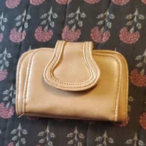 Vintage Roger Gimbel Tan Snap Wallet Faux Leather 60s 70s Style